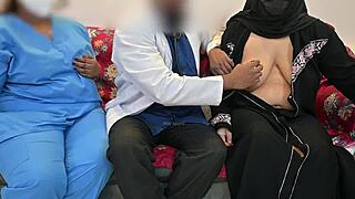 doctor sneaks fun flashes and tit play with patient and nurse in hospital