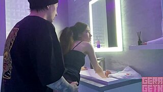 GERAGEYN SWALLOWS HUGE COCK IN PUBLIC TOILET THEN CREAMPIED HARD!