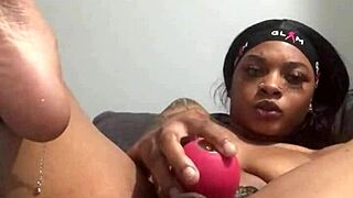 watch me spread my hairy black pussy clit wide for deep dildo fingering and vibes