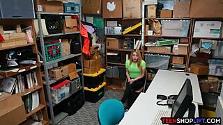 Teen Shoplifter Caught Bent Over by Guard for Doggystyle Fuck and Blowjob