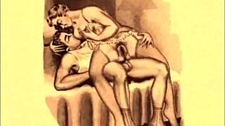 Vintage hairy erotic cartoons explode with retro antique passion!