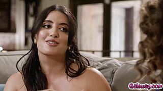 arabelle raphael and sarah arabic grind in lesbian sex on sofa