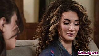 arabelle raphael and sarah arabic grind in lesbian sex on sofa