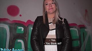 blonde french babe caught stroking pussy on street 🍆💦 gets pov pounding blowjob