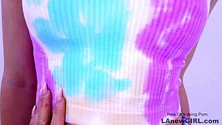 Shy teen explores wet pussy lick and strap on fun