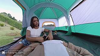 Brazilian trans teen bareback fucks crossdresser at camping pt 2!!