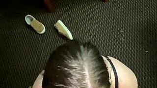 deepthroat training my snow bunny neighbor on bbc went sloppy good