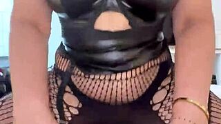 ebony bitch chokes on black cock deepthroat homemade style