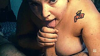 this chubby homemade bbw gives the sloppiest deepthroat blowjob i've ever had on my cock