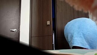 HIDDEN CAM Spies ARGENTINIAN Stepsis in Miniskirt Lingerie After Shower