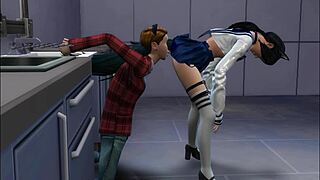 sims 4 player licks pussy with intense cunnilingus action right in the toilet stall