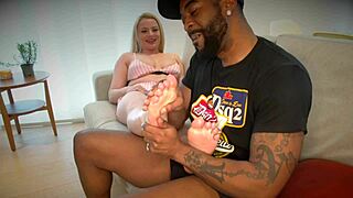 dru pounds foot fetish euro chick's ass bent over with big black cock