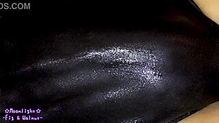 Slippery Lotion Coats Navy Swimsuit Crossdresser