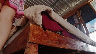 latina no panties upskirt bends making bed hidden cam