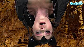 hot bat costume teen masturbates hairy pussy upside down to orgasm
