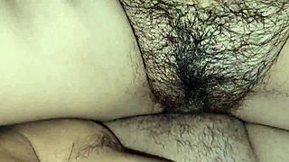 creamy load deep in stepsis hairy pussy after juicy roleplay fuck