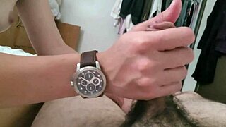 cumshot on my watch from teen girlfriend's hot wristjob fetish blow