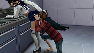 sims 4 player licks pussy with intense cunnilingus action right in the toilet stall