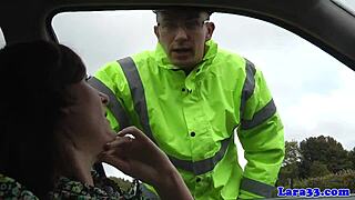 British milf in fishnets heels sucks balls rides cock hard