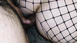 Wife's Tight Ass in Lingerie Stockings Craves Hard Rough Pounding