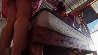 latina no panties upskirt bends making bed hidden cam