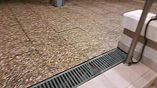 Stranger, bend over at train station for public creampie doggystyle pounding?