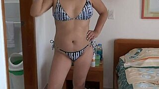 stepmom slips bikini aside to finger herself before hard pounding