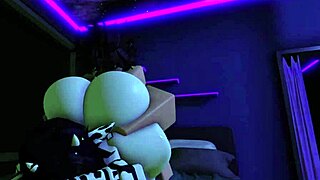 Fucking my costumed cow slut bent over hard doggystyle with big cock in Roblox cosplay