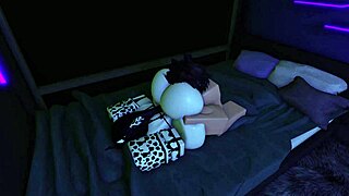 Fucking my costumed cow slut bent over hard doggystyle with big cock in Roblox cosplay