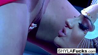 nikka bends to shyla stylez's hot girl-on-girl orders