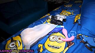 asian ladyboy nan squirms n cums hard after dude toys her tight teen asshole