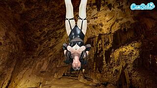 hot bat costume teen masturbates hairy pussy upside down to orgasm