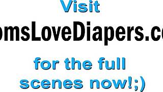 babysitter milf lactates milk into man's diaper during toy play