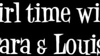 sara jay straps huge dildo deep into louise jenson's big pussy lesbian toy pounding