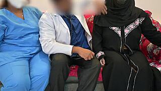 Doctor pounds nurse and Muslim patient's eager holes in hospital threesome