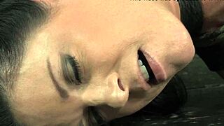 overarm tied breasts on india summer in rough maledom bondage as submissive slave endures