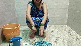 Stepmom Fucks Stepsons Cock Deep While Cleaning Clothes