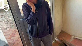 Oops, neighbor caught me in laundry—now deepthroat blowjob ends with cum swallow!