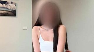 cute asian teen rides cock cowgirl style then takes cum on her shaved belly