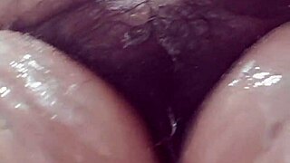 bbw milf in lingerie gets surprised fucked and creampied right in the bathroom