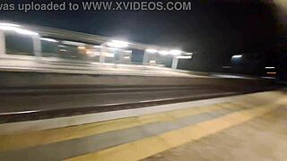 Stranger, bend over at train station for public creampie doggystyle pounding?