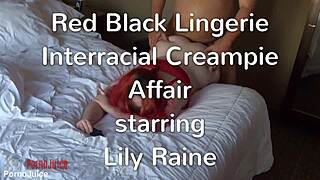 Super Long Trailer of Lily Raine's Red Black Lingerie Cheating Creampie with BBC