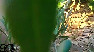 Skinny Italian Babe Fucked Rough Outdoor Behind Cactus