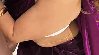 Riya In Saree BLOWS Husband's BIG COCK And Swallows Cum In Bedroom