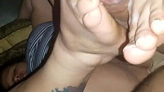 chubby latina wife jerks monster bbc feet to hot cumshot