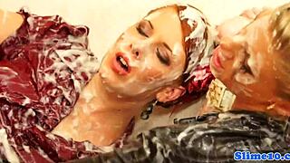 babes suck cocks through gloryholes get cum drenched