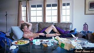 Stunning stepdaughter rides cock cowgirl in taboo erotic roleplay poses