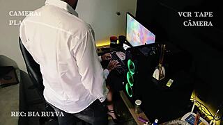 Amateur Secretary Sucks Boss Stinky Cock for Raise Behind Cuckold Wife