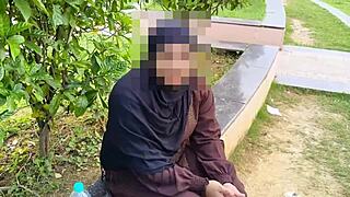 Muslim hijab girl trades pussy for cash with porn maker outdoors?