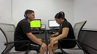 Naughty stepbro helps fat stepsis with homework for office pussy fuck